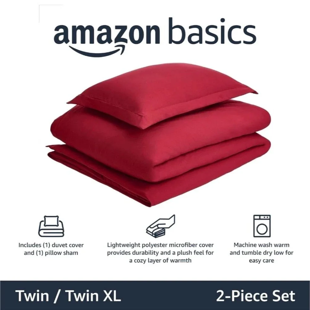 Microfiber Twin Duvet Cover Set Burgundy